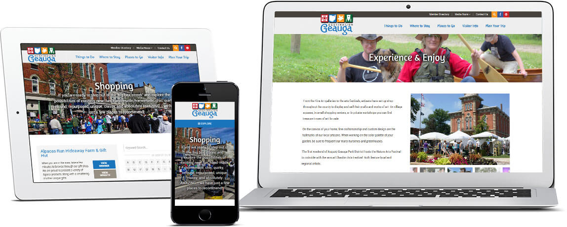 Destination Geauga Website Design Showcase Images