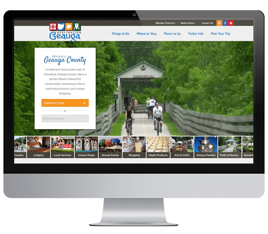 Destination Geauga Portfolio Mockup of Website Screen
