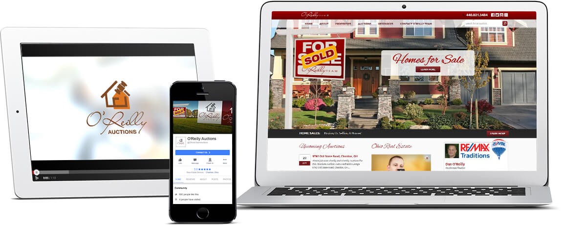 o'reilly auctions website design mockup