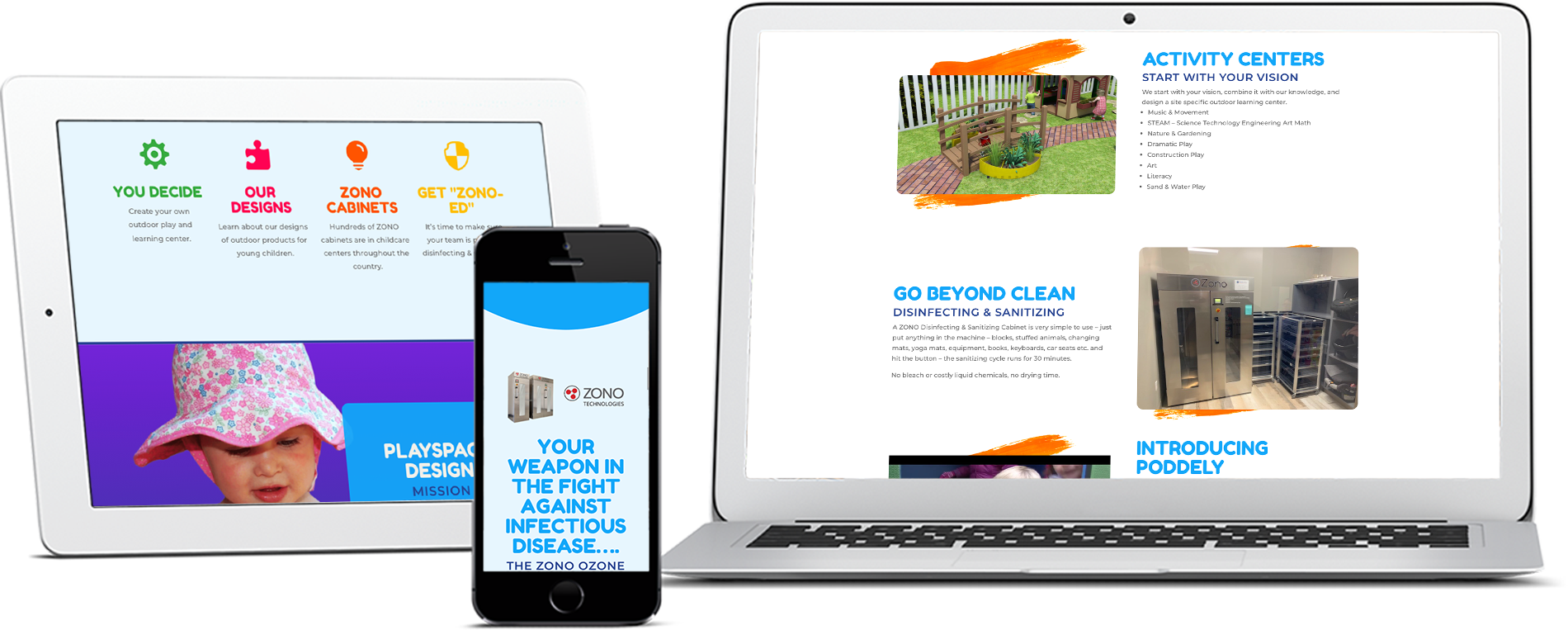 Playspace website on tablet, smartphone, and computer