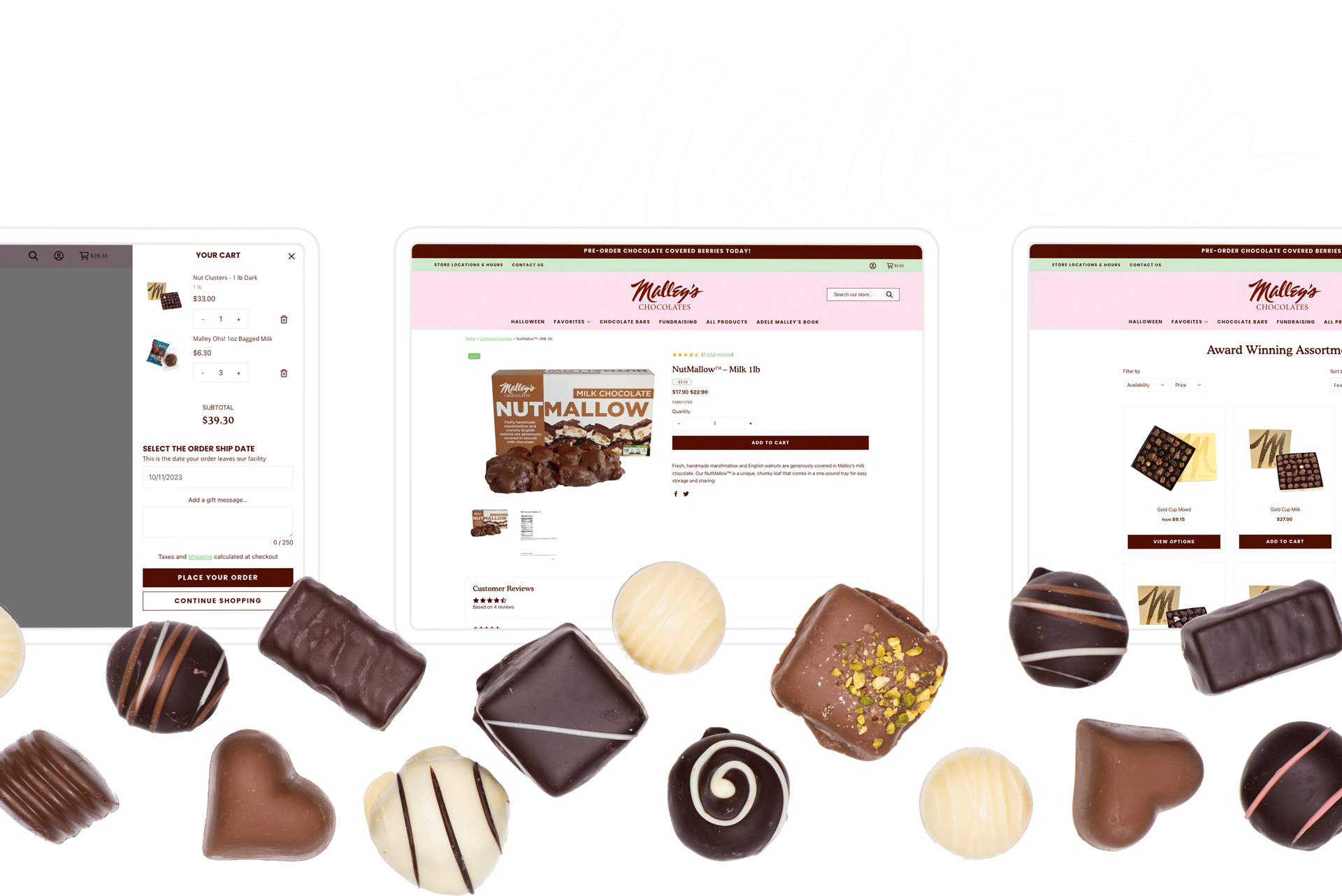 Malley's Website design mockup