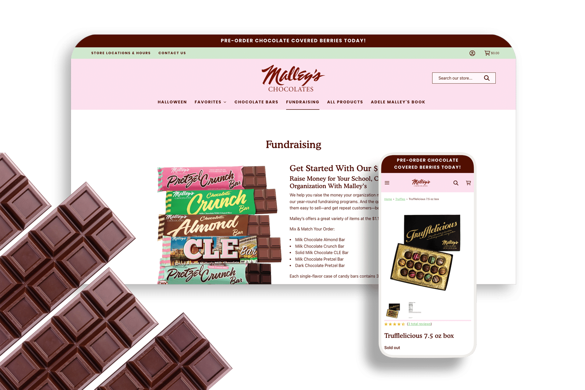 Malley's Website design mockup