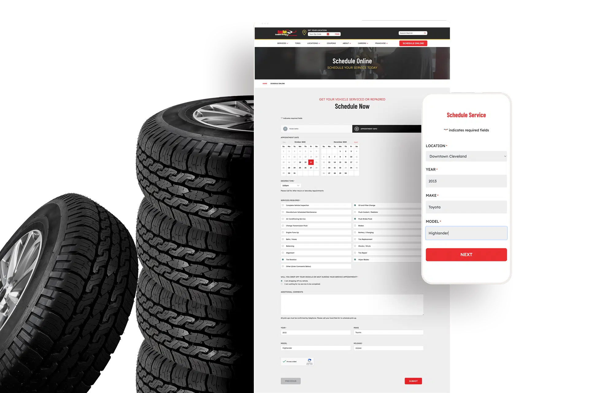 Rad Air website design mockup