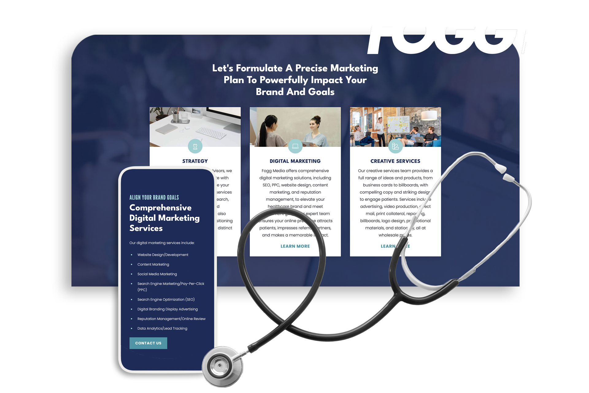 Fogg Media website mockup
