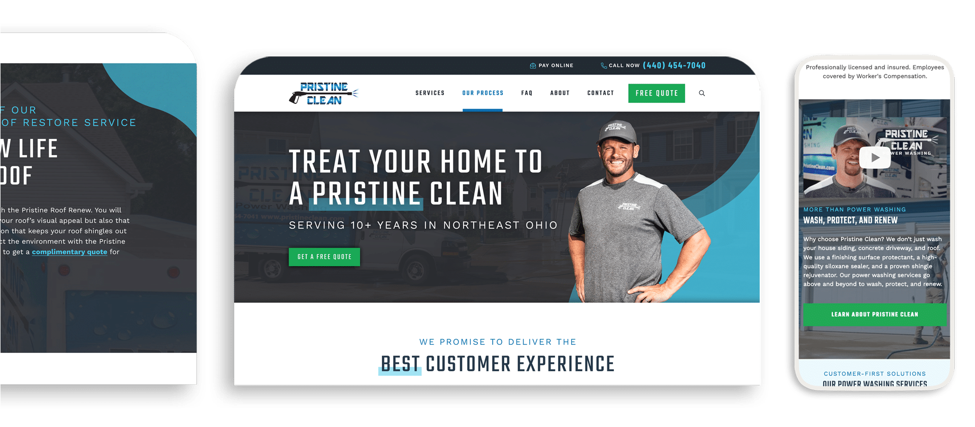 Pristine Clean website mockup