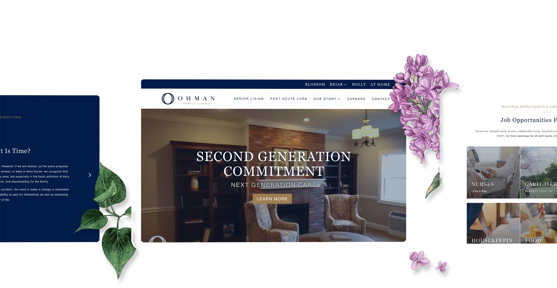 Ohman Family Living website mockups