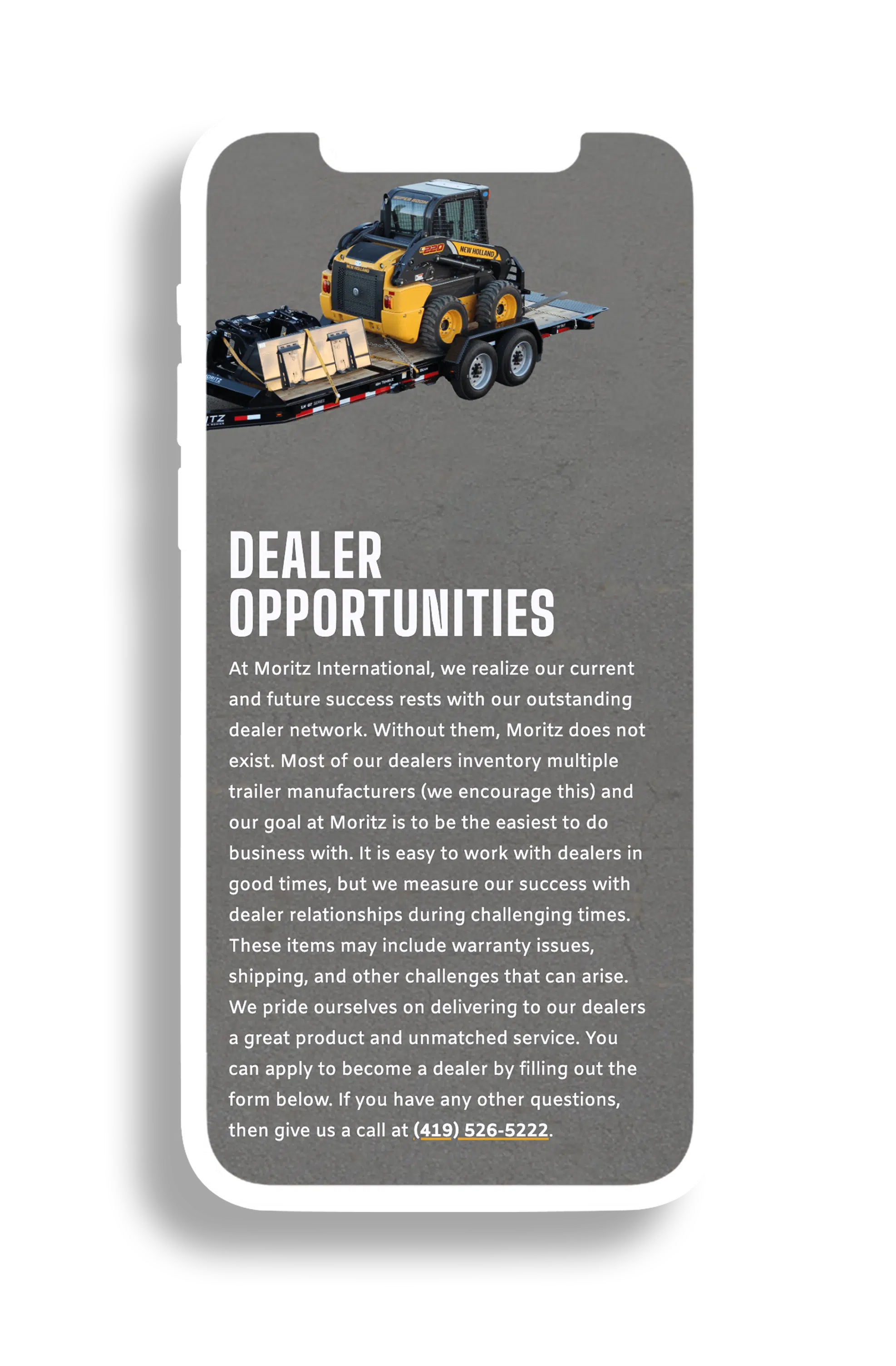 Moritz mobile website mockup